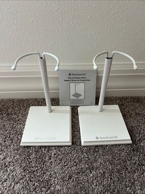 Set of 2 American Girl Play & Display Stand - White Wood - Doll Stands -